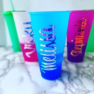 Custom Name, color-changing cups with straw!
